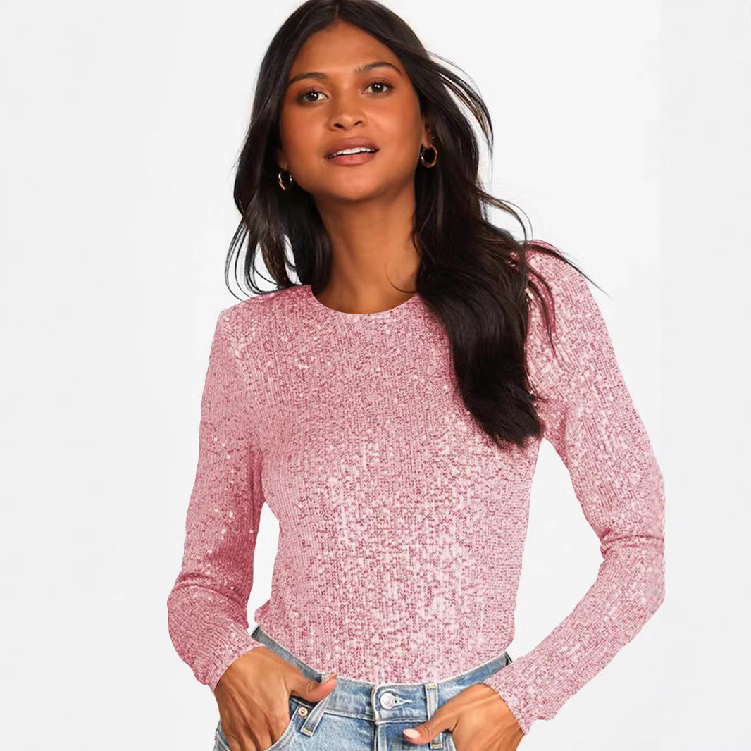 Damen Glitzernder Body mit langen Ärmeln und elegantem Design Drune