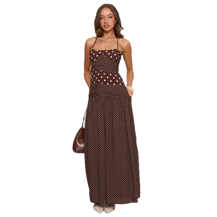 Damen Maxikleid mit Punktedesign und asymmetrischem Schnitt Drune