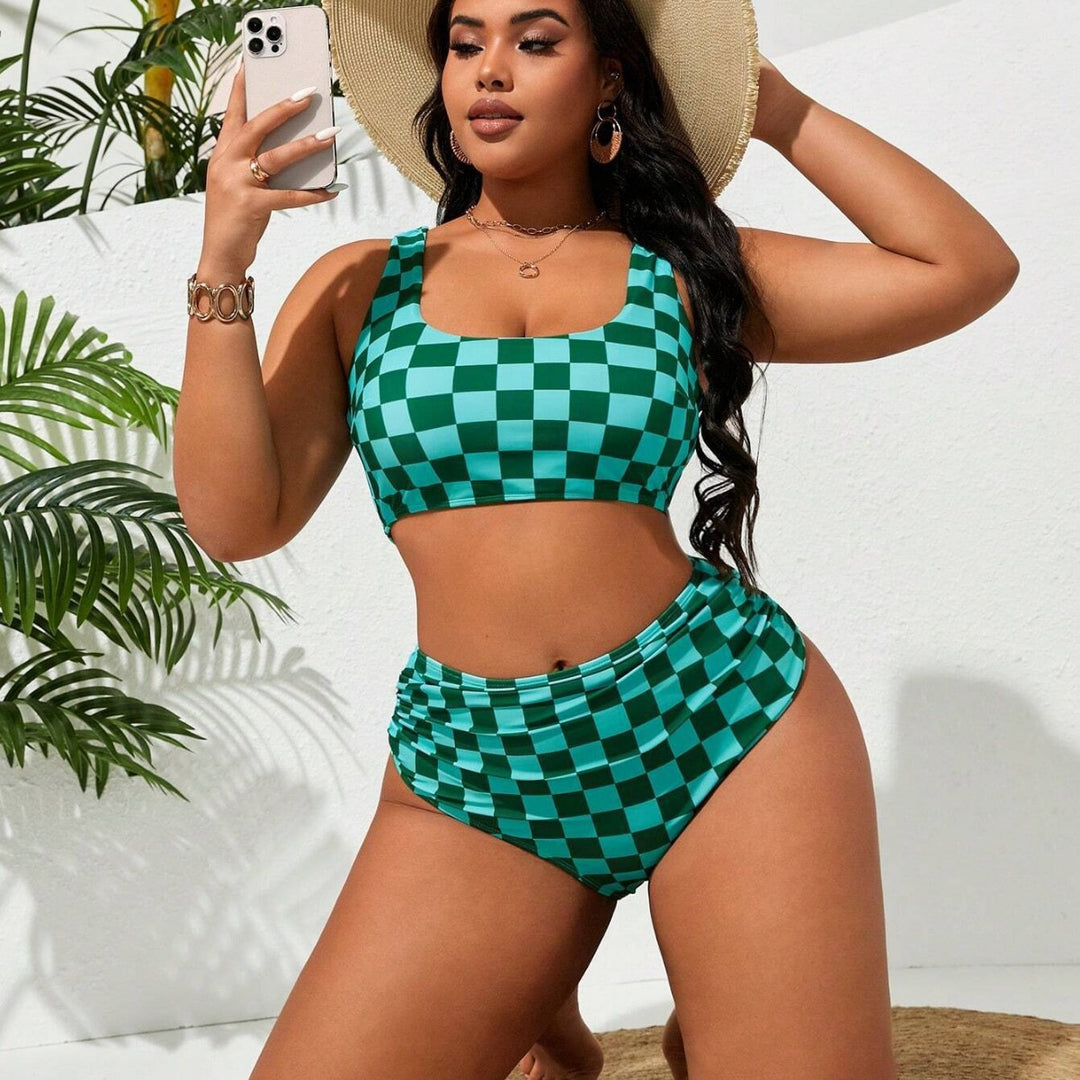 Damen Bikini-Set mit modischem Karomuster Drune
