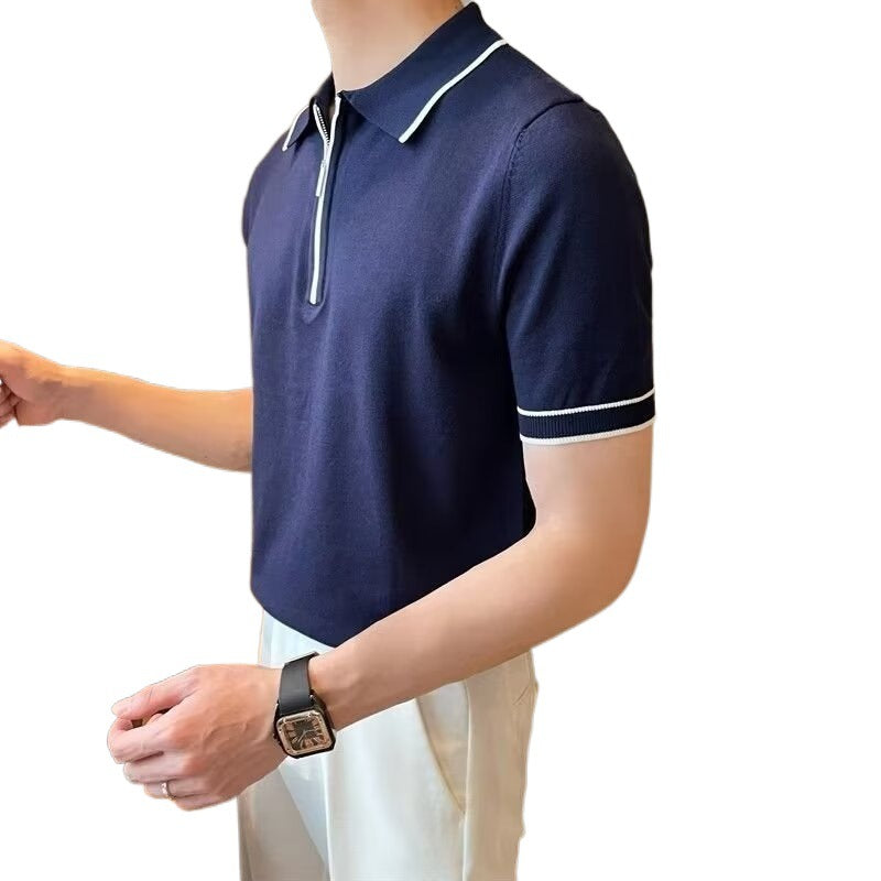 Herren modisches Poloshirt mit innovativem Reißverschluss Drune