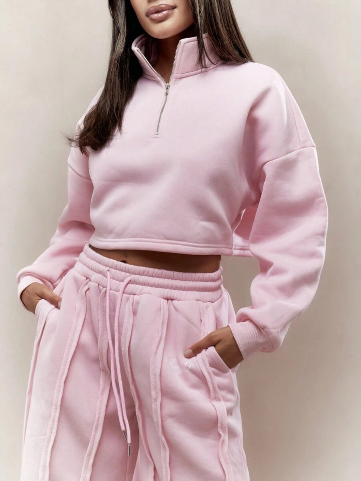 Damen cropped Pullover und Jogginghose Set Drune