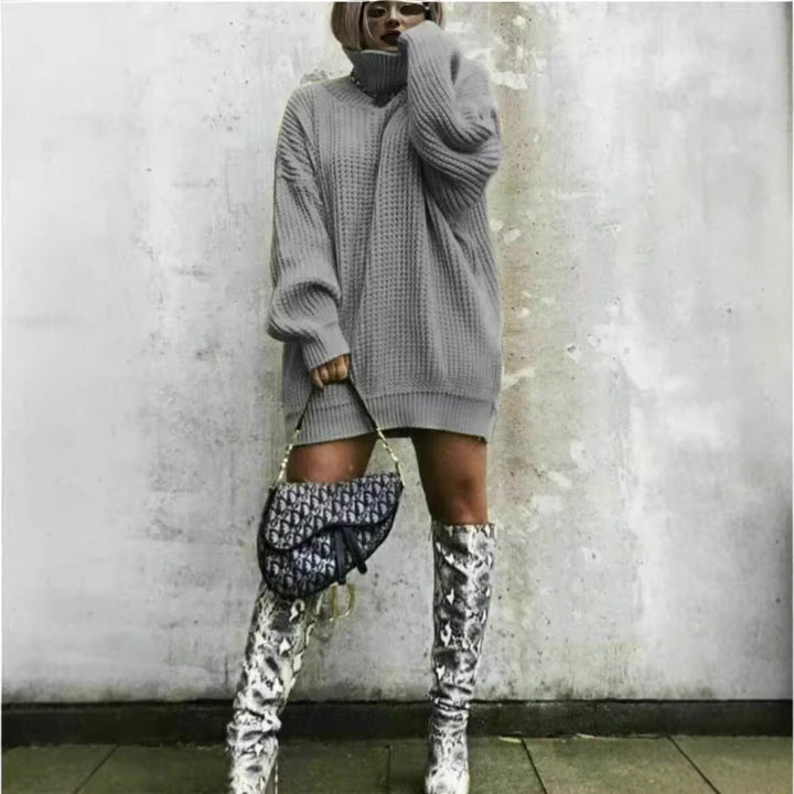 Damen Oversized Strickpullover im modernen Waffelmuster Drune