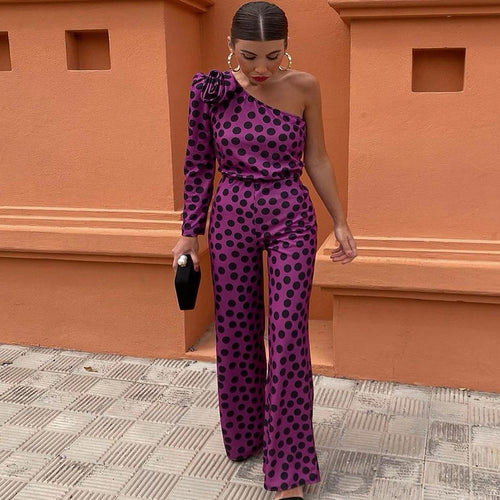 Damen Glamouröses Jumpsuit mit asymmetrischem Design und Rüschen-Detail Drune