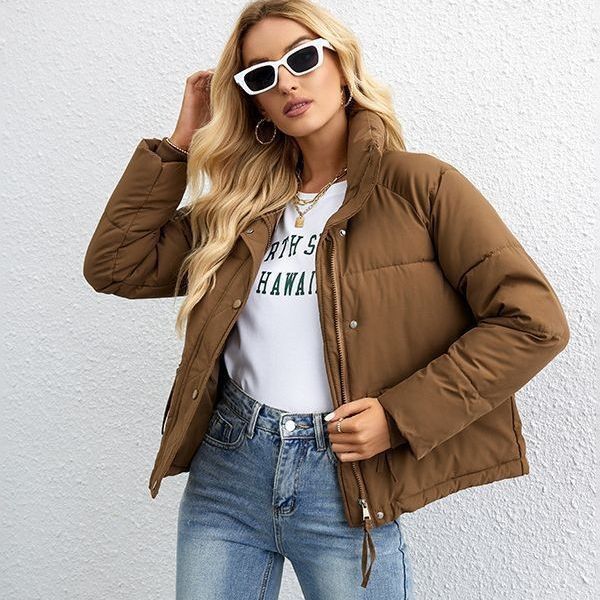 Damen gesteppte Übergangsjacke mit hohem Kragen und praktischen Taschen Drune