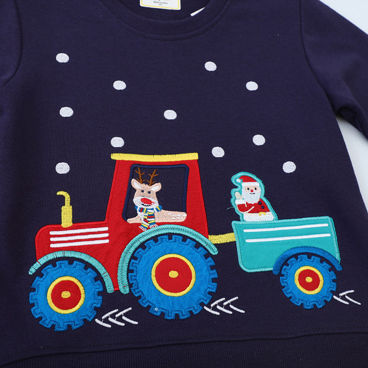 Jungen Sweatshirt mit fröhlichem Traktor- und Weihnachtsmotiv Drune