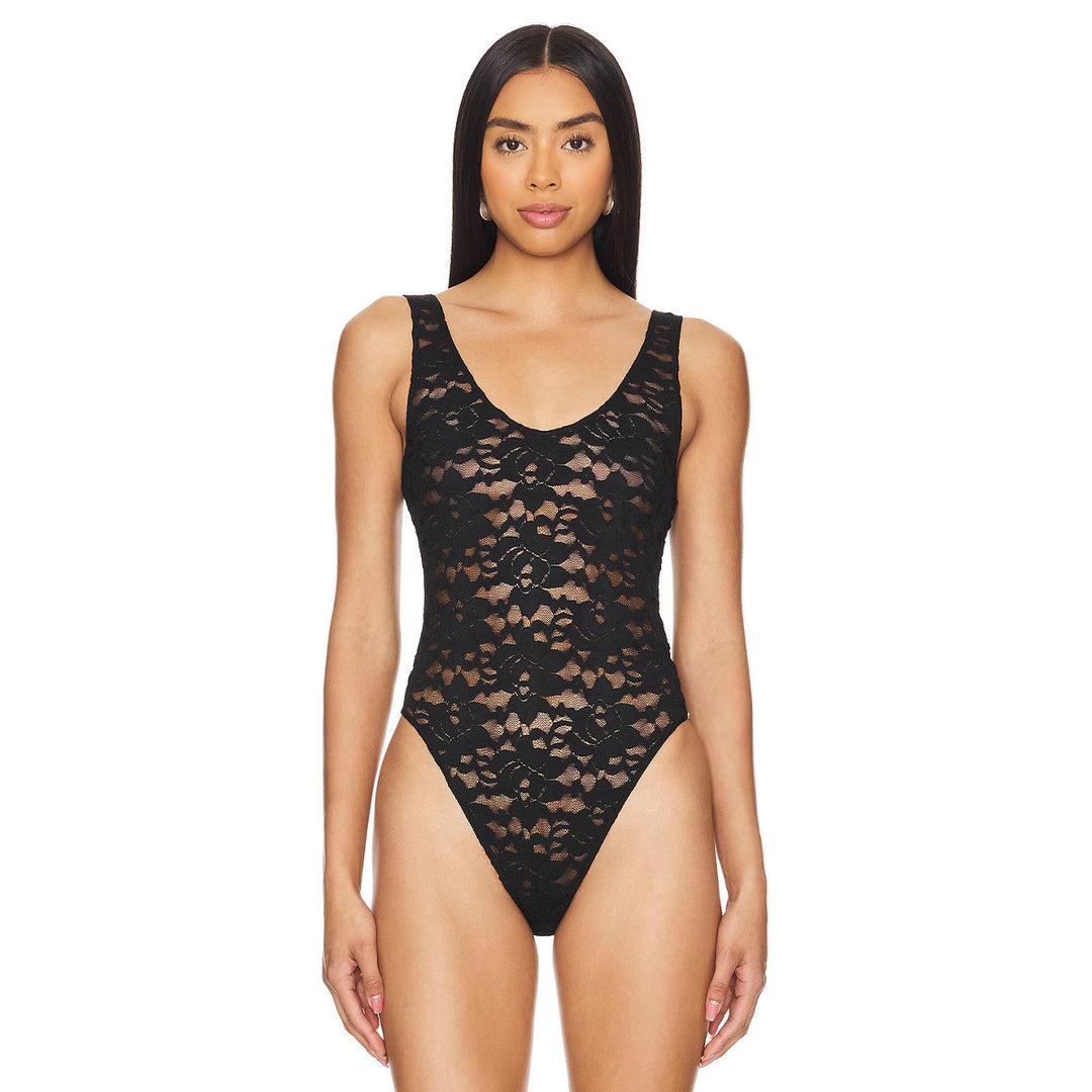 Damen Spitzenbody mit tiefem V-Ausschnitt und zarten Details Drune