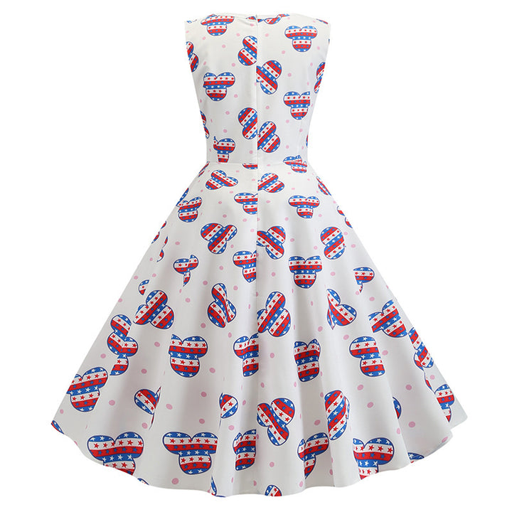 Damen Retro Swingkleid mit fröhlichem Motiv und schwingendem Rock Drune
