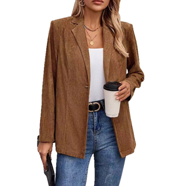 Damen Eleganter Blazer aus samtweichem Stoff mit strukturierter Oberfläche Drune