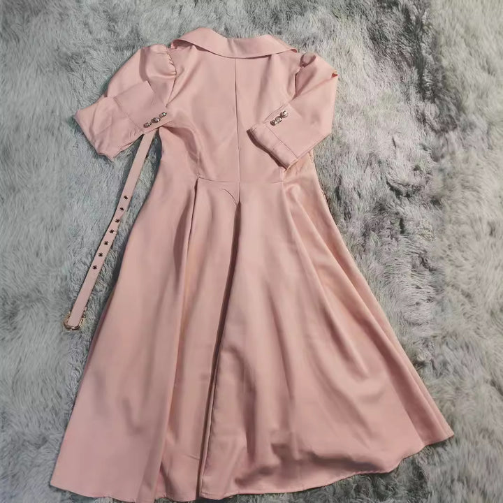 Damen Elegantes Wickelkleid mit Taillengürtel und Boucle-Details Drune