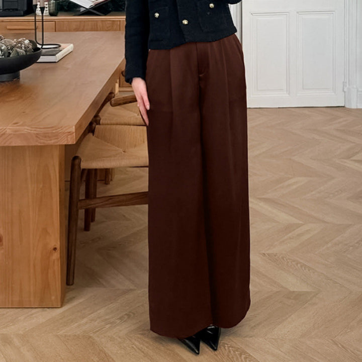 Damen Elegante weite Hose mit hohem Bund und komfortablem Schnitt Drune