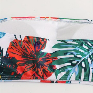 Damen Bandeau-Bikini-Set mit tropischem Blumendesign Drune