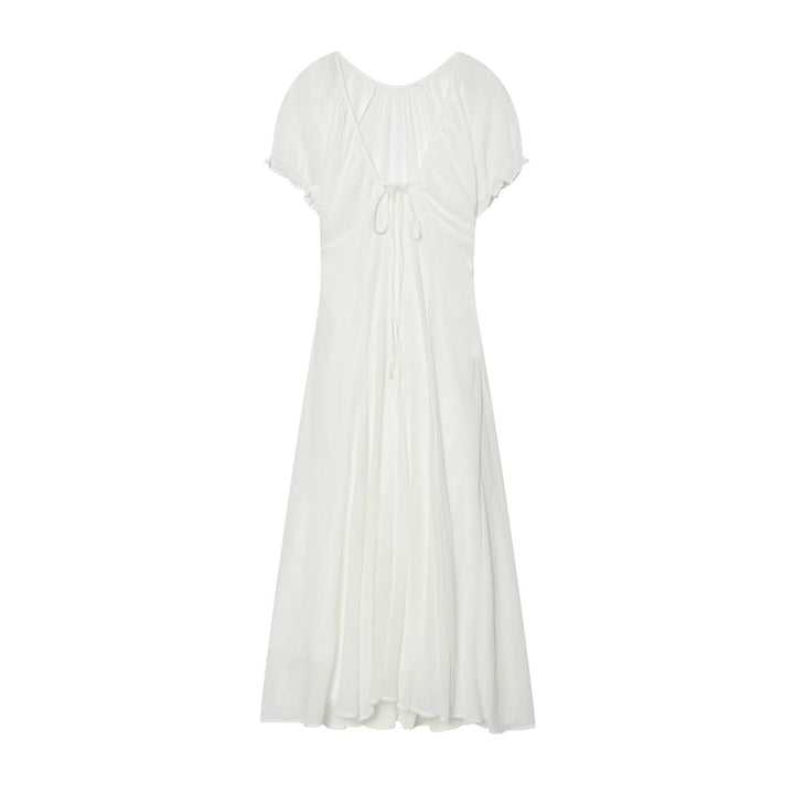 Damen Maxikleid mit fließendem Schnitt und verstellbarem Kordelzug Drune