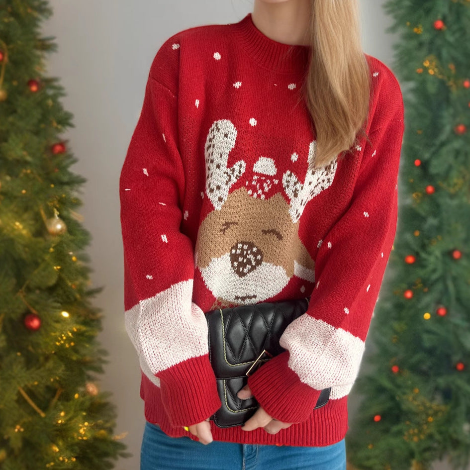 Damen Pullover mit festlichem Rentier-Motiv und himmlischem Design Drune