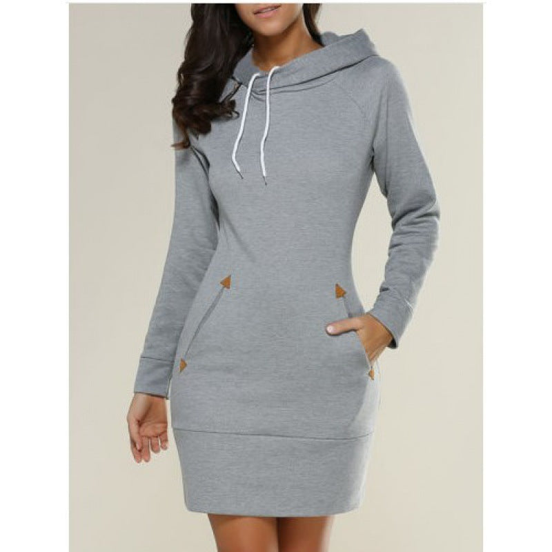 Damen Kapuzenkleid mit seitlichen Eingrifftaschen und trendigem Design Drune