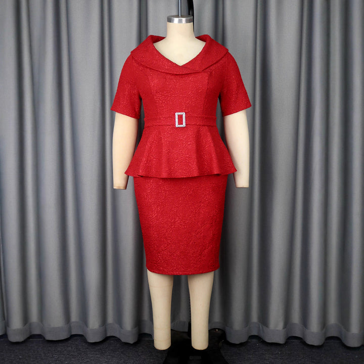 Damen figurbetontes Peplum-Kleid mit Raffinierter Taillierung Drune