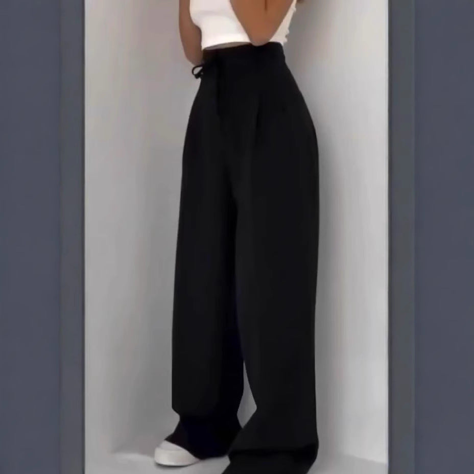 Damen Bequeme Bundfalten-Hose mit elastischem Taillenbund Drune