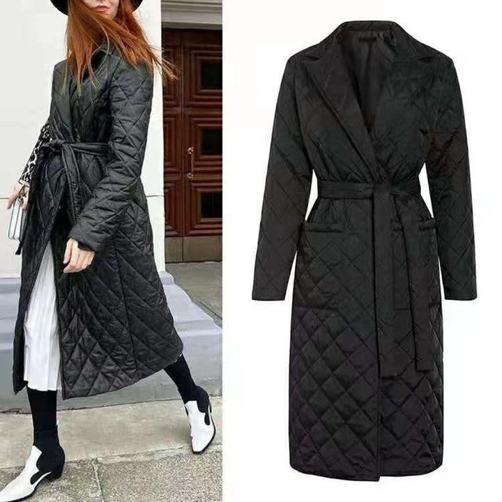Damen gesteppter Wintermantel mit elegantem Gürtel Drune