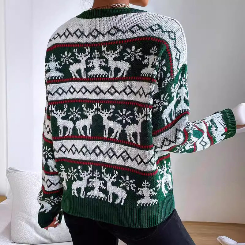 Damen Weihnachtspullover mit modernem Rentier-Muster und exklusiver Strickqualität Drune
