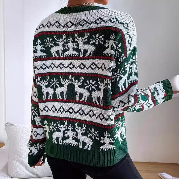 Damen Weihnachtspullover mit modernem Rentier-Muster und exklusiver Strickqualität Drune