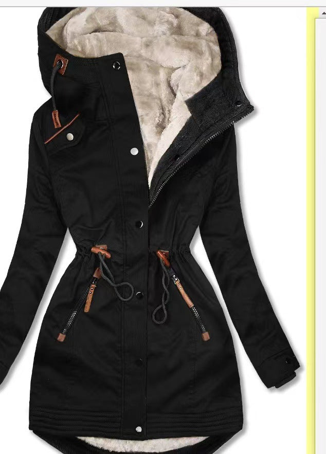 Damen Wintersaison Parka mit warmer Fleece-Fütterung Drune
