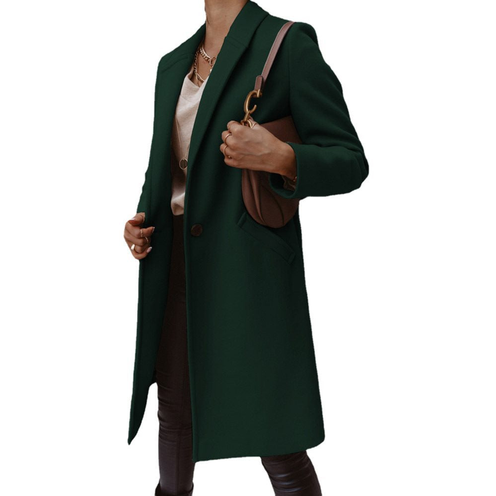 Damen Eleganter und hochwertiger Wollmantel mit schmalem Schnitt Drune