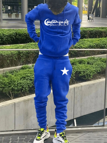 Herren Kapuzenpullover und Jogginghose Set mit stylischem Sternenmuster Drune