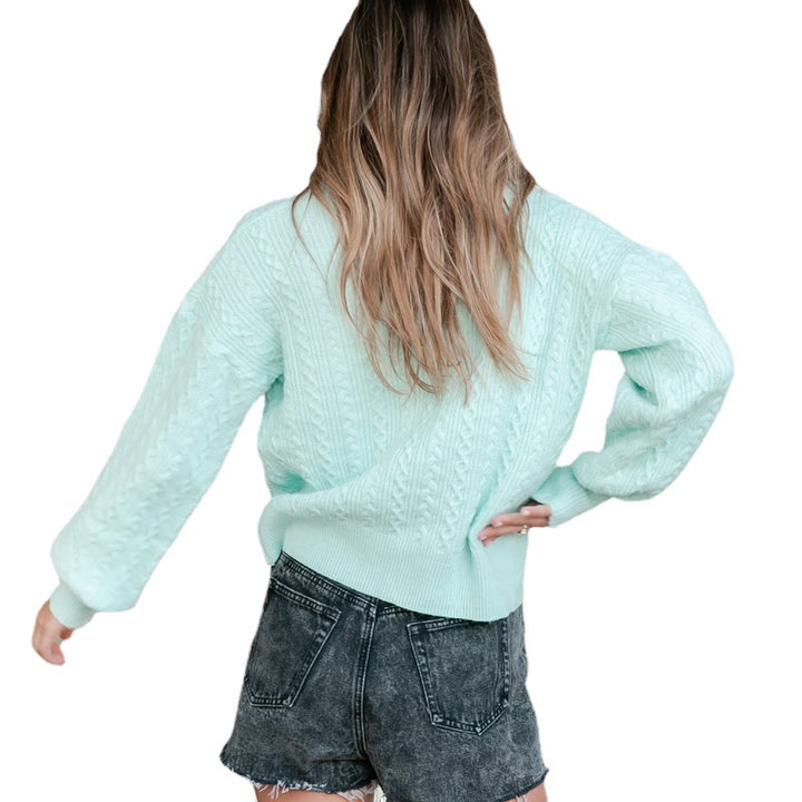 Damen Strickjacke mit strukturiertem Zopfmuster und voluminösen Ärmeln Drune