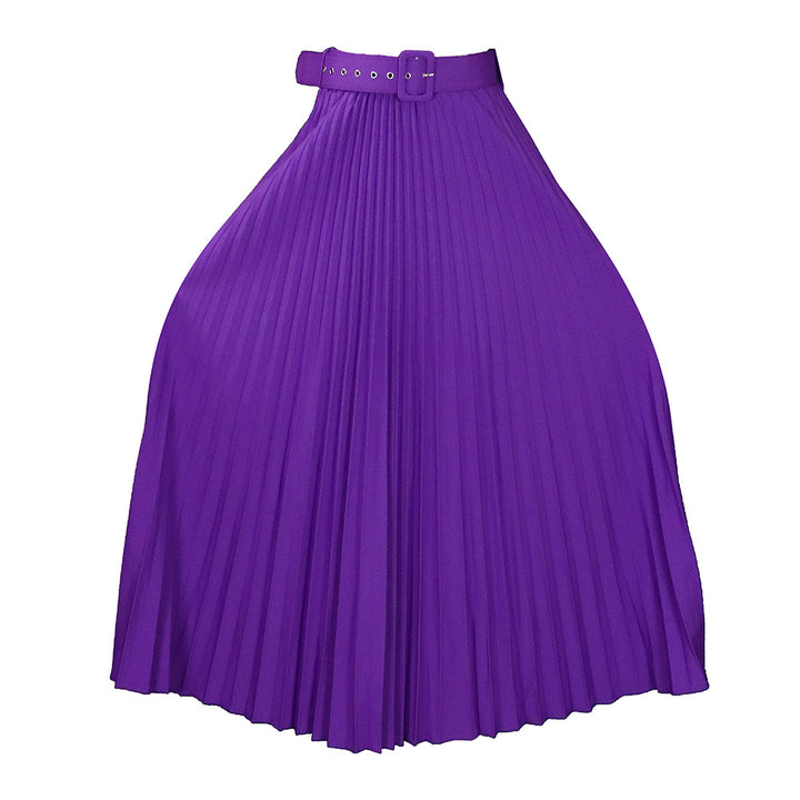 Damen Plissierter Midirock mit elegante Taillierung und abnehmbarem Gürtel Drune