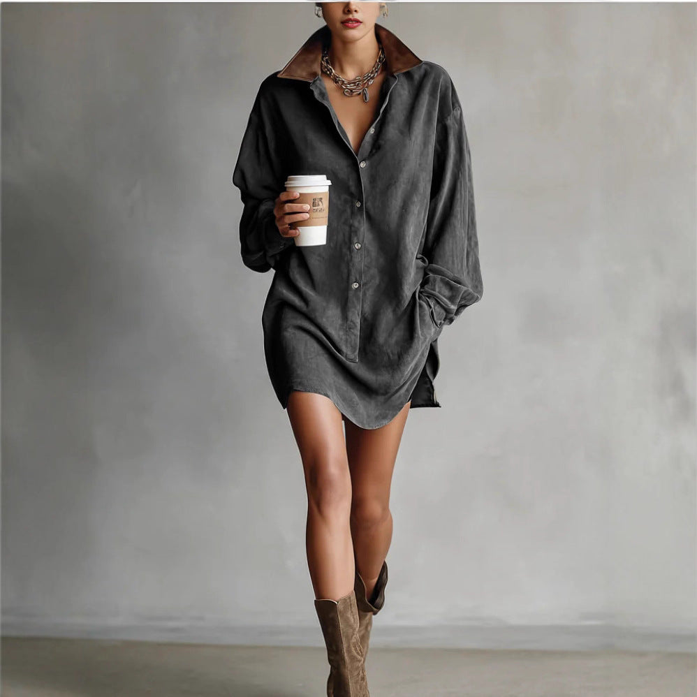 Damen Hemdblusenkleid mit ausgefallenem Kragen und zeitgemäßem Schnitt Drune