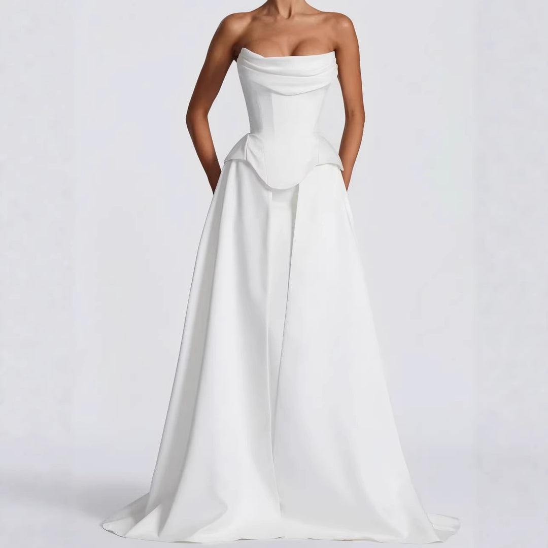 Damen Hochwertiges Brautkleid mit eleganter Drapierung und herzförmigem Ausschnitt Drune