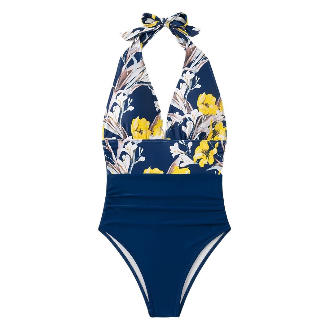 Damen Hochgeschnittener Floral Badeanzug Drune