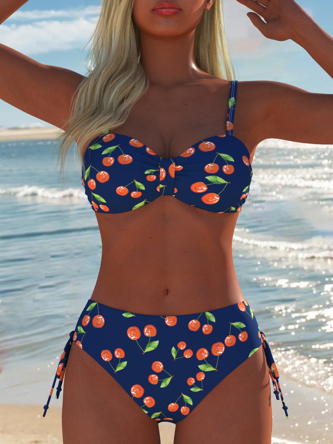Damen Bikini-Set mit verspieltem Kirschmuster und bequemem Schnitt Drune