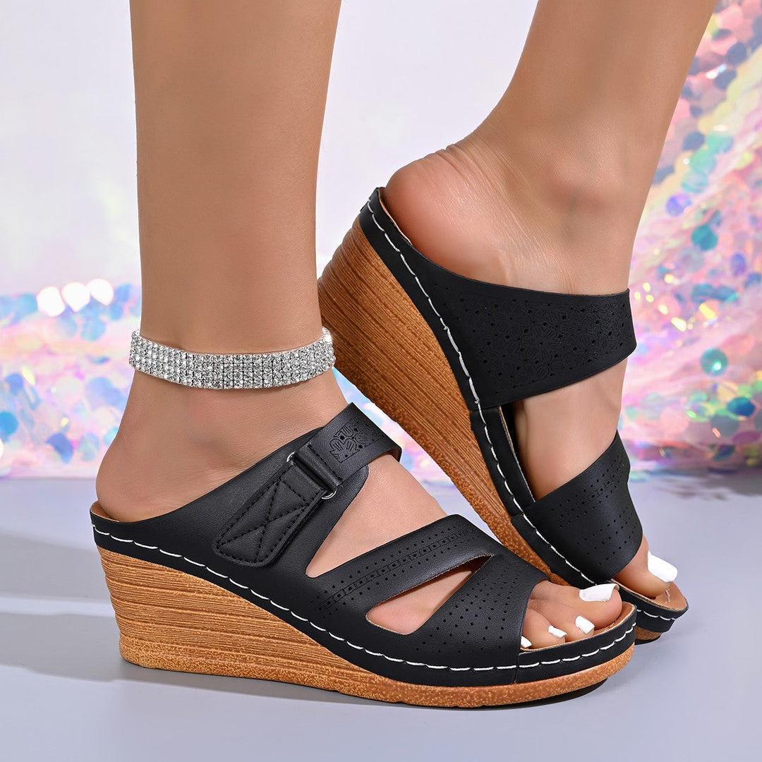 Damen Wedge-Pantoletten mit verstellbarem Riemendesign und anatomischem Fußbett Drune