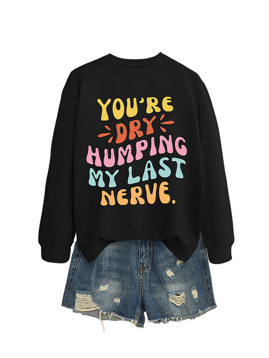 Damen Sweatshirt mit fröhlichem Comic-Slogan und lässigem Schnitt Drune
