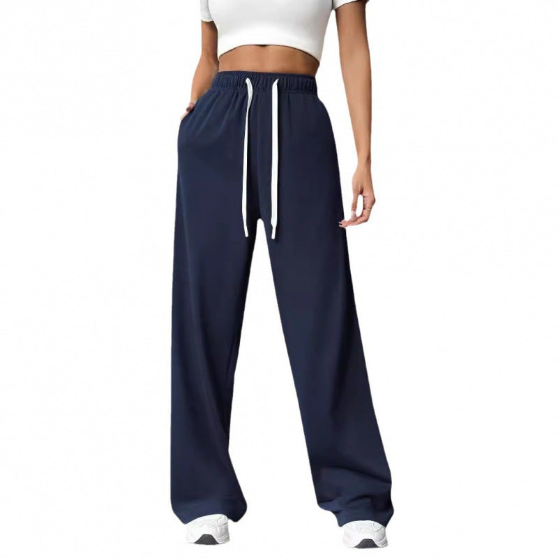 Damen Bequeme und lässige Freizeithose mit weitem Schnitt und elastischem Bund Drune