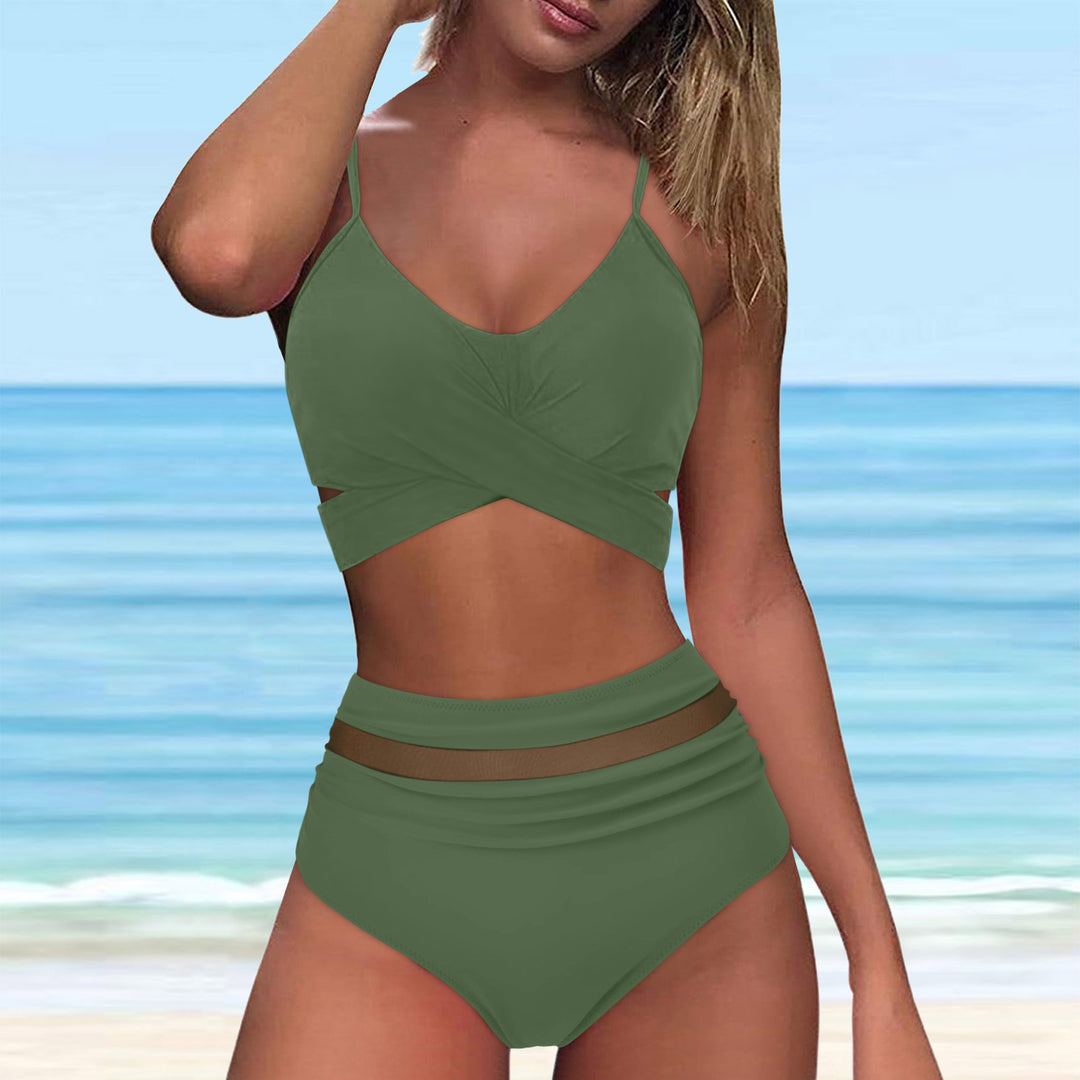 Damen High-Waist Bikini Set mit modischem Wickel-Oberteil Drune