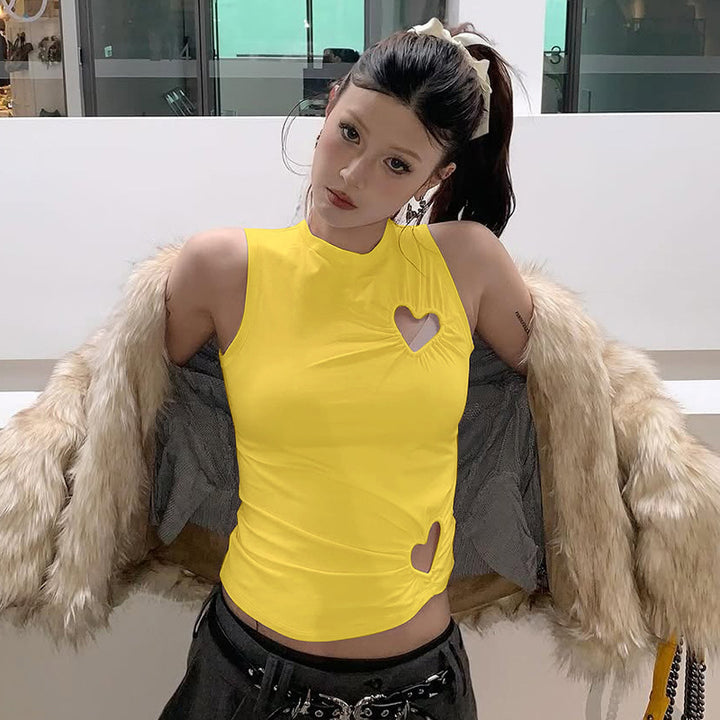 Damen modisches Trägershirt mit herzförmigem Cut-out und figurformendem Schnitt Drune