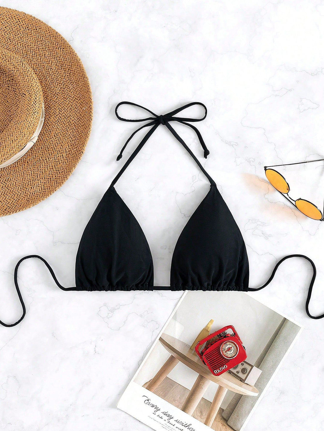 Damen Triangel-Bikini mit verstellbaren Bändern und elastischem Taillenbund Drune