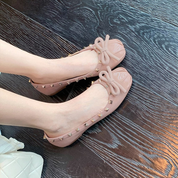 Damen Ballerinas mit stilvollem Nieten-Detail und edlem Schleifenakzent Drune