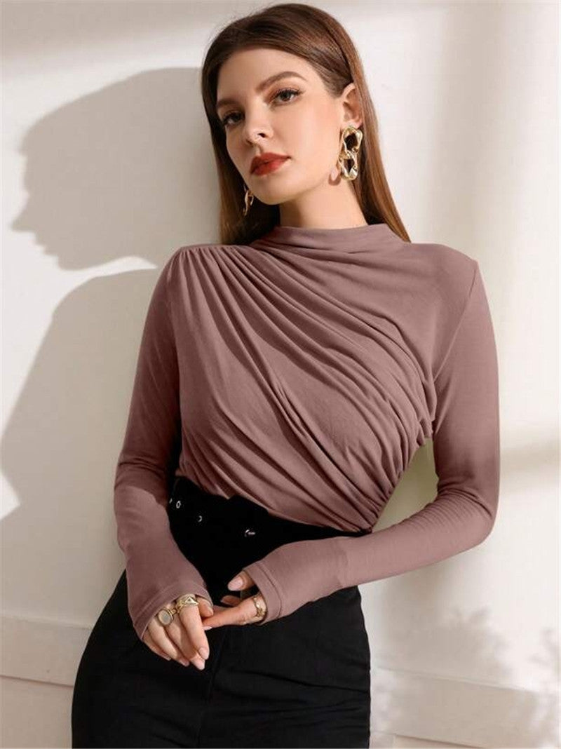 Damen Langarm-Shirt mit elegantem Wickeldesign Drune