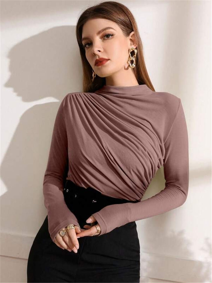 Damen Langarm-Shirt mit elegantem Wickeldesign Drune