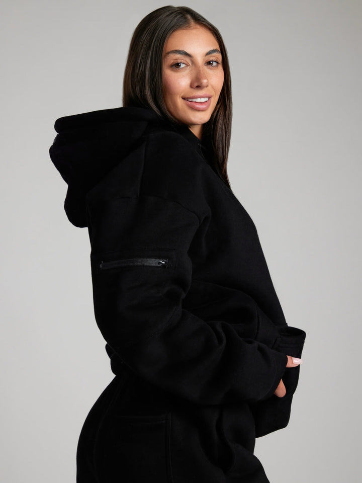 Damen nan Kapuzensweatshirt mit integrierter Schlafblende und weichem Fleece-Innenfutter Drune