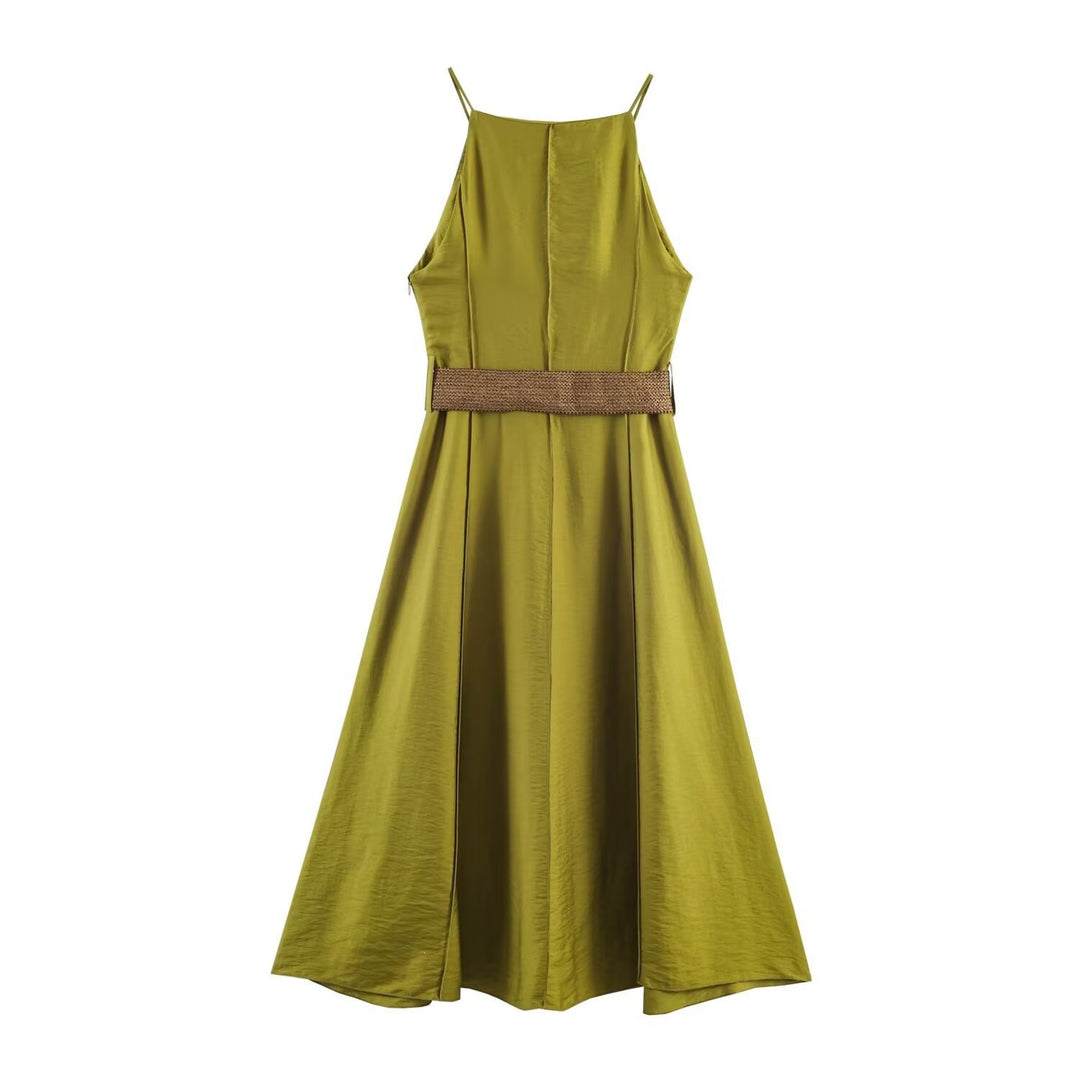 Damen Trägerkleid mit elegantem Schnitt und praktischem Taillengürtel Drune