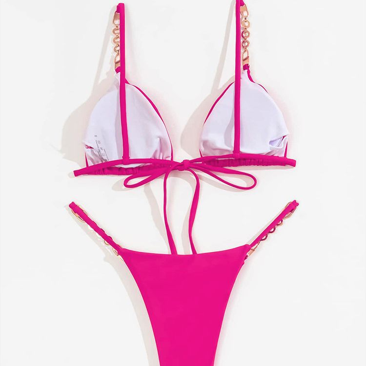 Damen Triangel-Bikini mit dekorativen Kettendetails Drune
