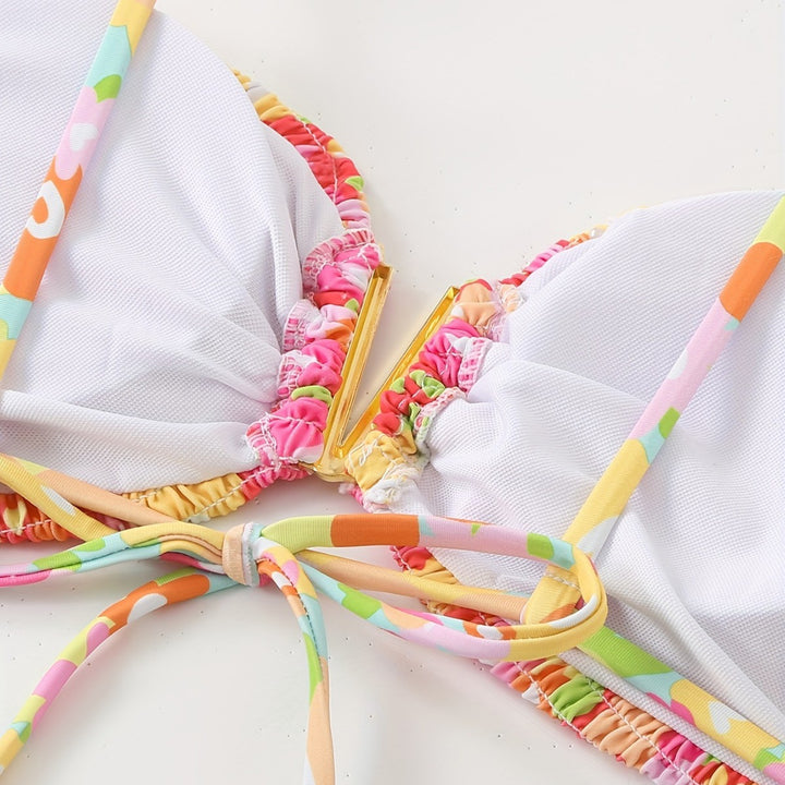 Damen Bandeau-Bikini mit verspieltem Rüschen-Design Drune
