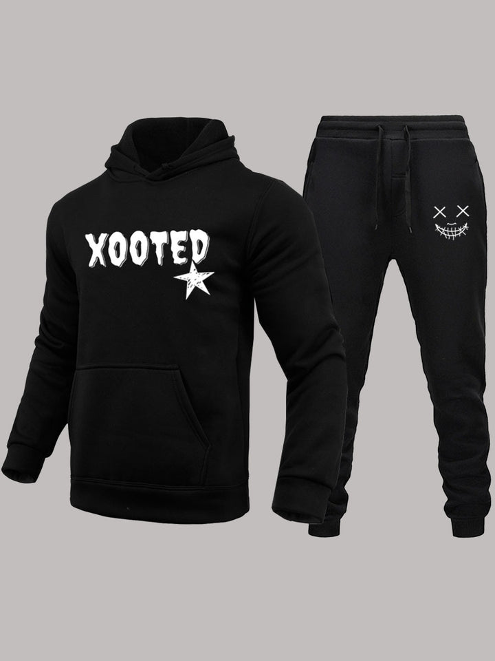 Herren Hoodie und Jogginghose Set mit modernem, auffälligem Print Drune