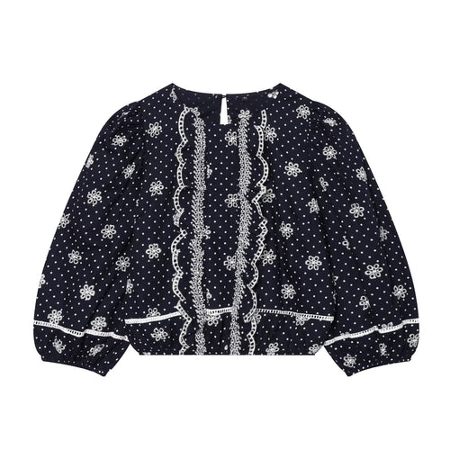 Damenbluse mit feinen Spitzen- und Rüschendetails Drune
