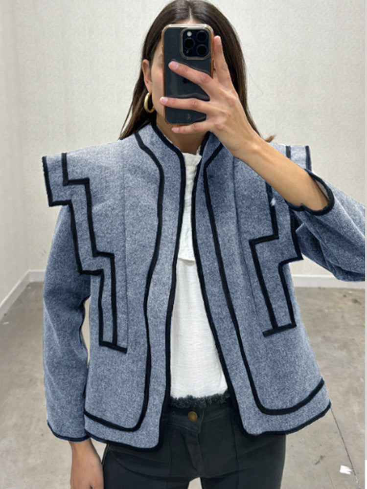 Damen modische Wolljacke mit markantem Design Drune