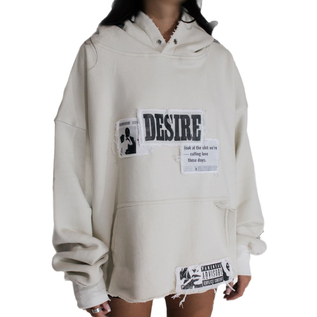 Damen Modischer Oversized Hoodie mit grafischem Print und Distressed-Details Drune