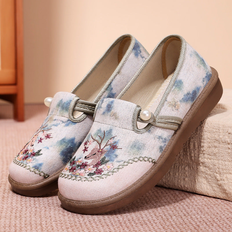 Damen nan bestickte Slipper mit Perlendetail, atmungsaktivem Textiloberteil und stoßdämpfender Komfortsohle Drune